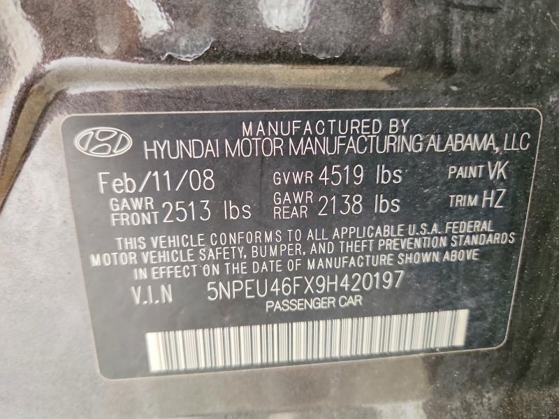 56085756 :رقم المزاد ، 5NPEU46FX9H420197 vin ، 2009 Hyundai Sonata مزاد بيع