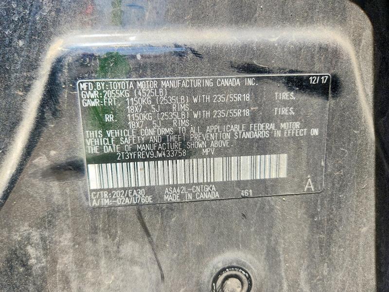 2018 Toyota Rav4 მანქანა იყიდება აუქციონზე, vin: 2T3YFREV9JW433758, აუქციონის ნომერი: 56835586