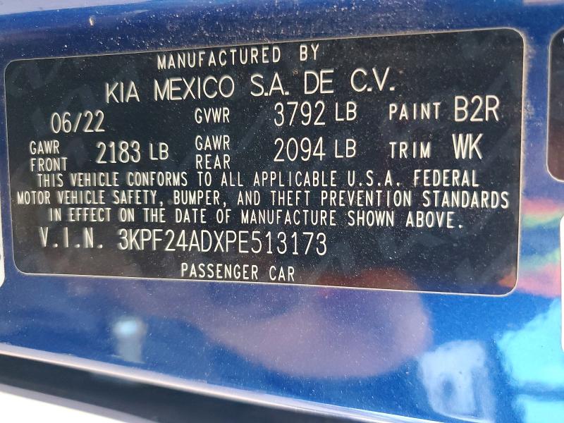 Aukcja sprzedaży 2023 Kia Forte, vin: 3KPF24ADXPE513173, numer aukcji: 58310816