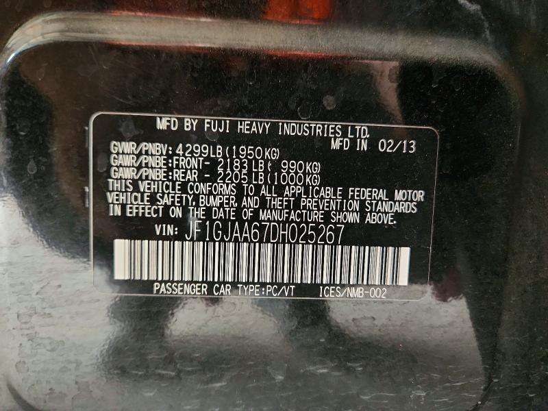 2013 Subaru Impreza მანქანა იყიდება აუქციონზე, vin: JF1GJAA67DH025267, აუქციონის ნომერი: 57432386