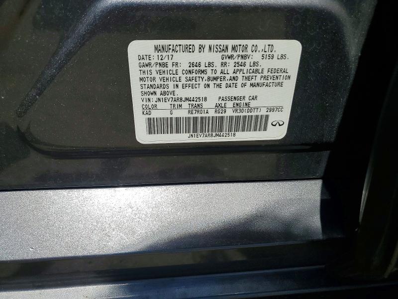 57372086 :رقم المزاد ، JN1EV7AR8JM442518 vin ، 2018 Infiniti Q50 مزاد بيع