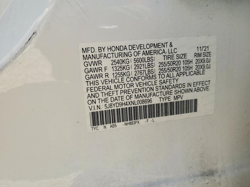Продажа на аукционе авто 2022 Acura Mdx, vin: 5J8YD9H4XNL008696, номер лота: 55775056