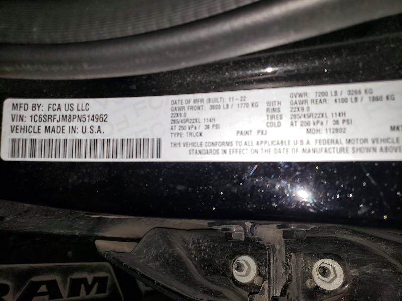 Auction sale of the 2023 Ram 1500, vin: 1C6SRFJM8PN514962, lot number: 57155336