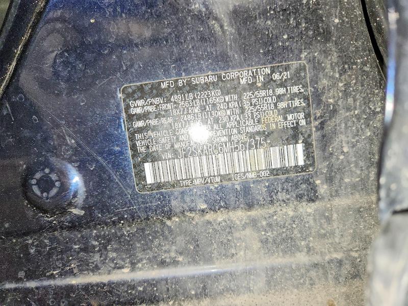 59347116 :رقم المزاد ، JF2SKARC6MH567375 vin ، 2021 Subaru Forester مزاد بيع