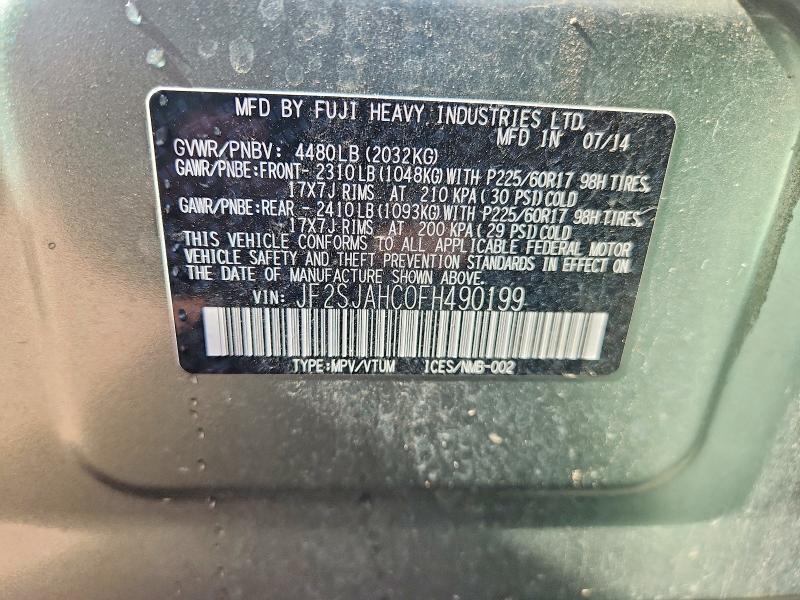 Продажа на аукционе авто 2015 Subaru Forester, vin: JF2SJAHC0FH490199, номер лота: 57752416