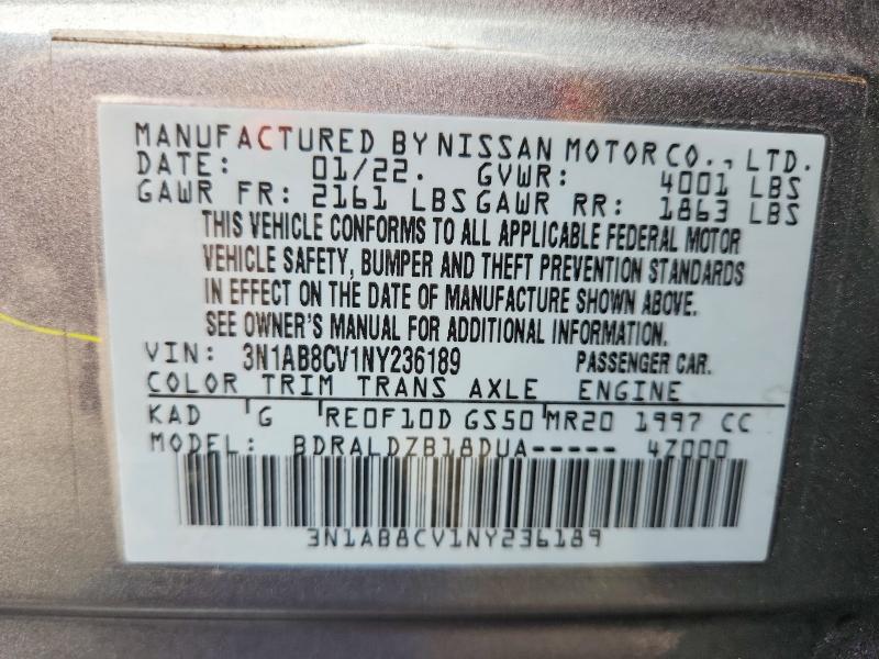 Aukcja sprzedaży 2022 Nissan Sentra, vin: 3N1AB8CV1NY236189, numer aukcji: 55378666