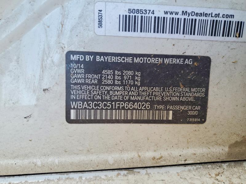 Продажа на аукционе авто 2015 Bmw 320, vin: WBA3C3C51FP664026, номер лота: 55654186