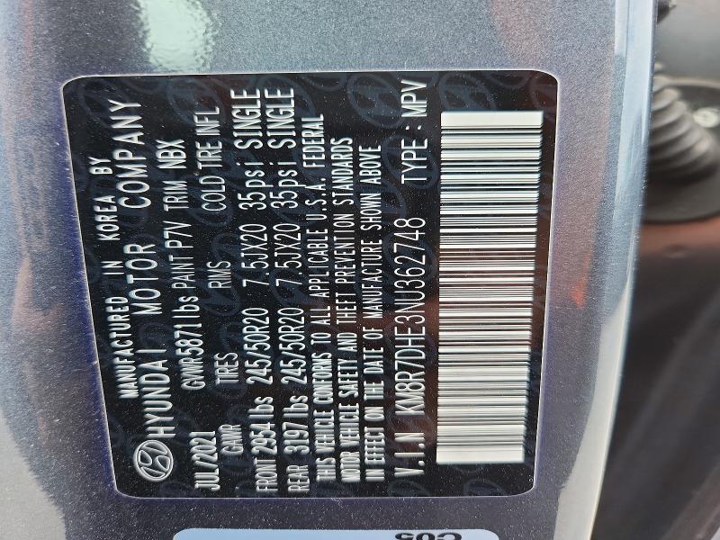 56999366 :رقم المزاد ، KM8R7DHE3NU362748 vin ، 2022 Hyundai Palisade مزاد بيع