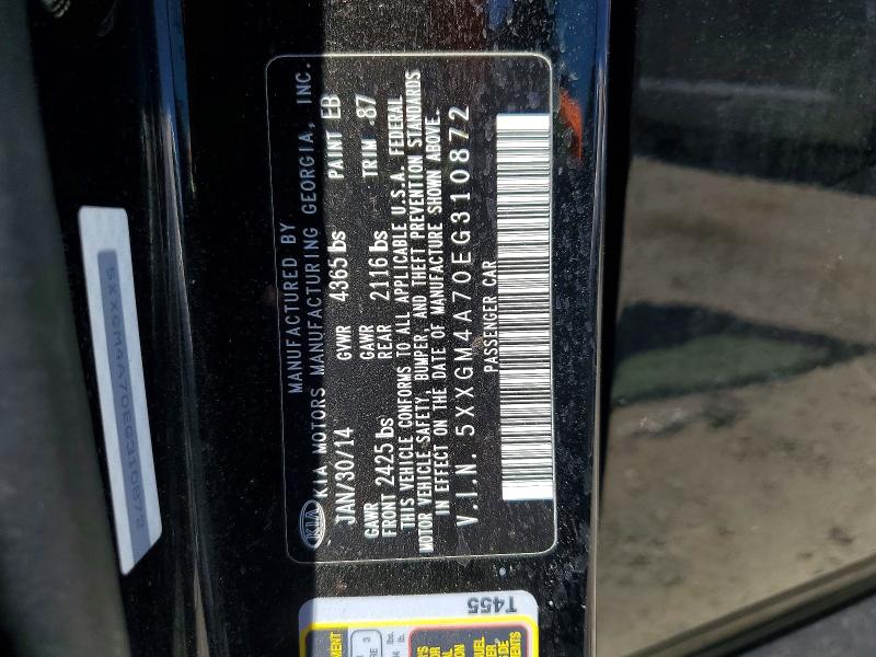 Auction sale of the 2014 Kia Optima, vin: 5XXGM4A70EG310872, lot number: 57185126