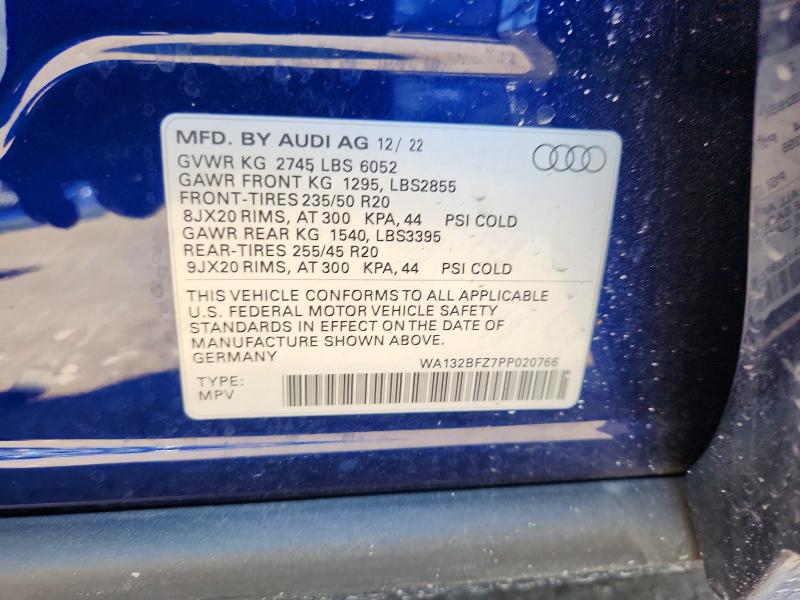2023 Audi Q4 E-tron მანქანა იყიდება აუქციონზე, vin: WA132BFZ7PP020766, აუქციონის ნომერი: 55615606