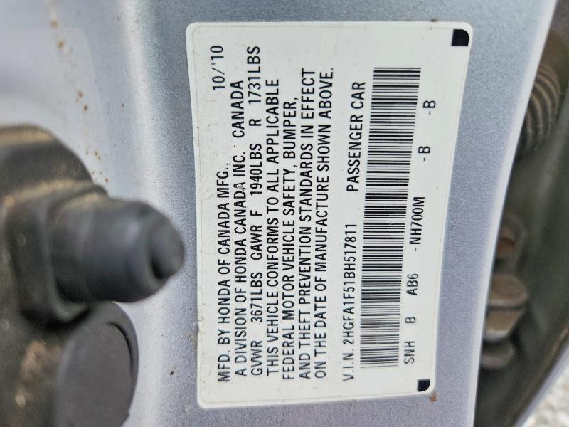 Продажа на аукционе авто 2011 Honda Civic, vin: 2HGFA1F51BH517811, номер лота: 58426656