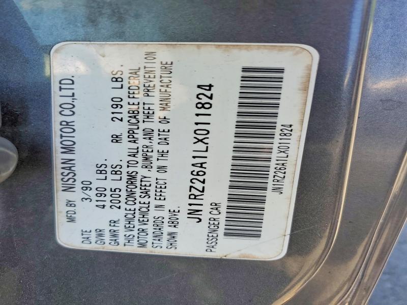 1990 Nissan 300zx მანქანა იყიდება აუქციონზე, vin: JN1RZ26A1LX011824, აუქციონის ნომერი: 57250306