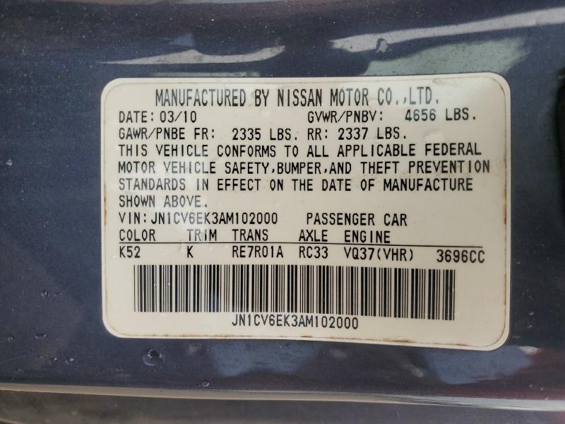 Продаж на аукціоні авто 2010 Infiniti G37 Coupe, vin: JN1CV6EK3AM102000, номер лоту: 57160206