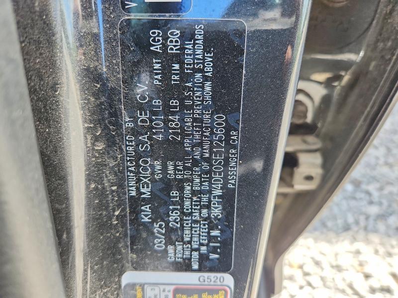 57444156 :رقم المزاد ، 3KPFW4DE0SE125600 vin ، 2025 Kia K4 مزاد بيع