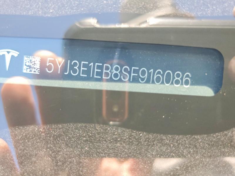 56839836 :رقم المزاد ، 5YJ3E1EB8SF916086 vin ، 2025 Tesla Model 3 مزاد بيع