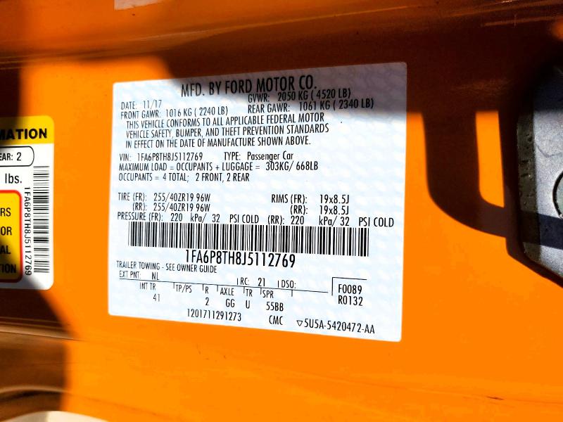 Продаж на аукціоні авто 2018 Ford Mustang, vin: 1FA6P8TH8J5112769, номер лоту: 55718156