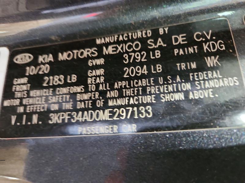 Aukcja sprzedaży 2021 Kia Forte, vin: 3KPF34AD0ME297133, numer aukcji: 55600176