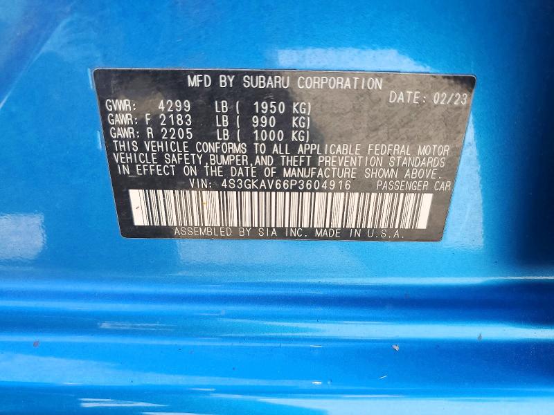 2023 Subaru Impreza მანქანა იყიდება აუქციონზე, vin: 4S3GKAV66P3604916, აუქციონის ნომერი: 56034046