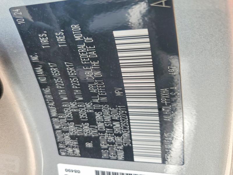 56638666 :رقم المزاد ، 5TDYRKEC2SS227911 vin ، 2025 Toyota Sienna مزاد بيع