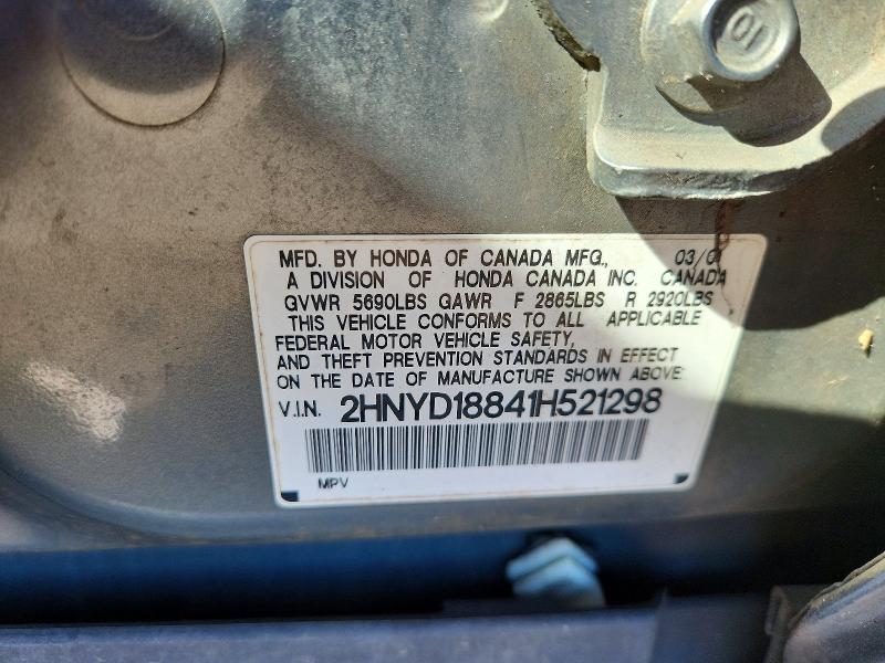 Aukcja sprzedaży 2001 Acura Mdx, vin: 2HNYD18841H521298, numer aukcji: 58569276