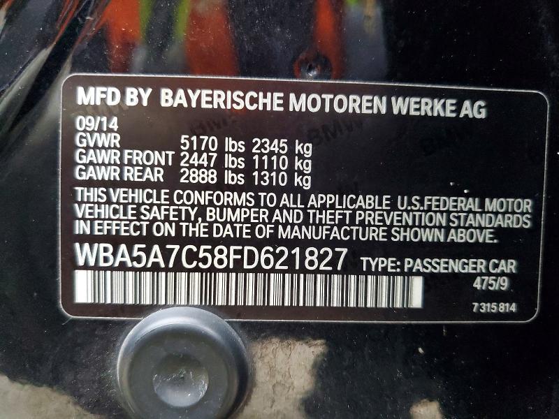 Aukcja sprzedaży 2015 Bmw 528, vin: WBA5A7C58FD621827, numer aukcji: 57964346