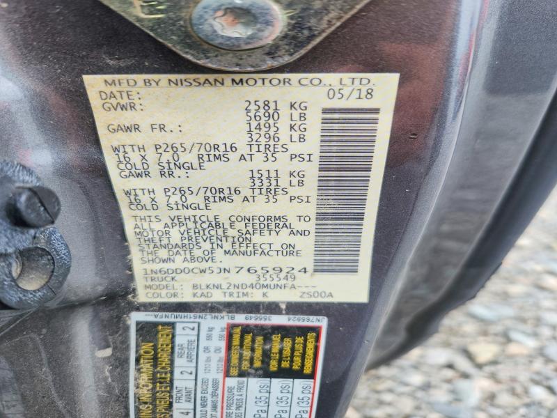2018 Nissan Frontier მანქანა იყიდება აუქციონზე, vin: 1N6DD0CW5JN765924, აუქციონის ნომერი: 57556756