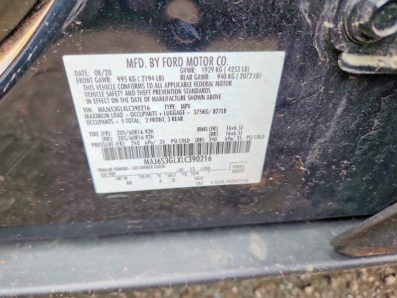 Aukcja sprzedaży 2020 Ford Ecosport, vin: MAJ6S3GLXLC390216, numer aukcji: 58692256