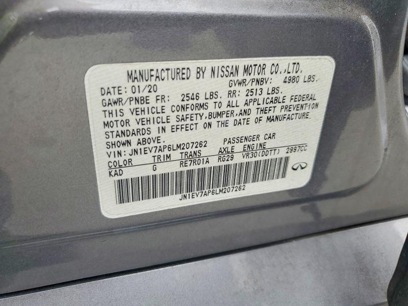 Продаж на аукціоні авто 2020 Infiniti Q50, vin: JN1EV7AP6LM207262, номер лоту: 56665486
