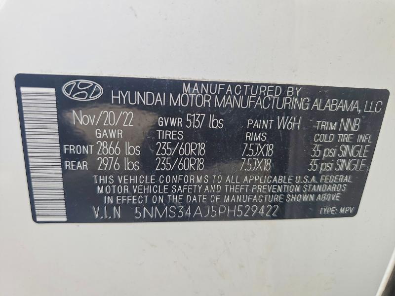 Продаж на аукціоні авто 2023 Hyundai Santa Fe, vin: 5NMS34AJ5PH529422, номер лоту: 55964866