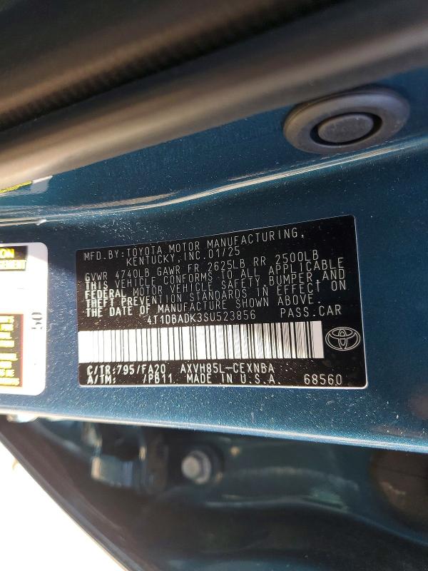 56073736 :رقم المزاد ، 4T1DBADK3SU523856 vin ، 2025 Toyota Camry مزاد بيع