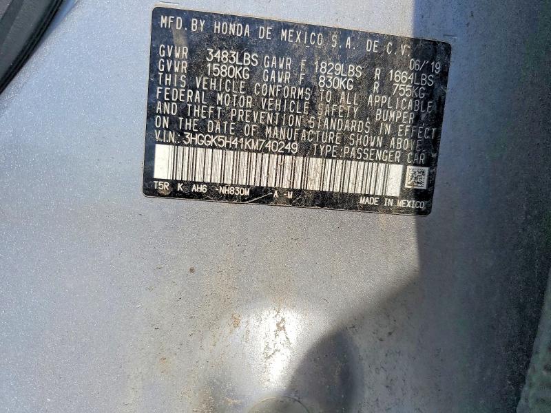 Продаж на аукціоні авто 2019 Honda Fit, vin: 3HGGK5H41KM740249, номер лоту: 56068666