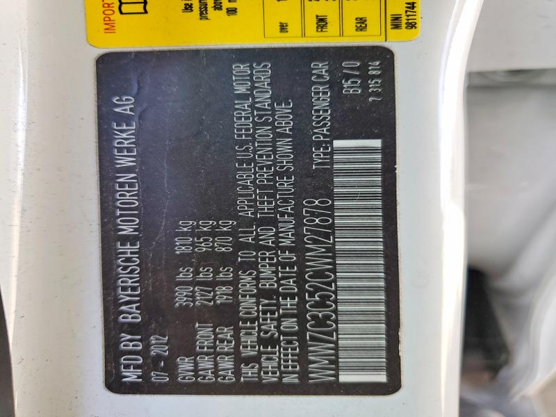Aukcja sprzedaży 2012 Mini Cooper, vin: WMWZC3C52CWM27878, numer aukcji: 57555356