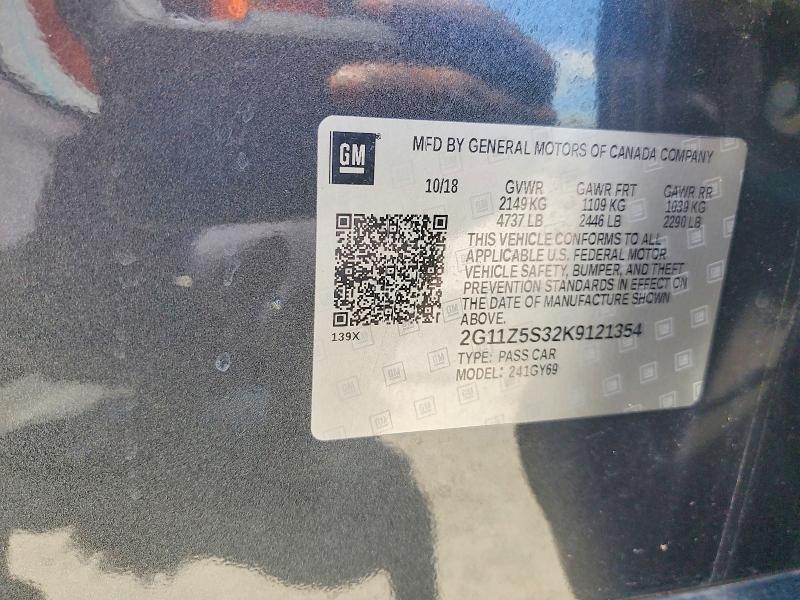 Aukcja sprzedaży 2019 Chevrolet Impala, vin: 2G11Z5S32K9121354, numer aukcji: 58913276