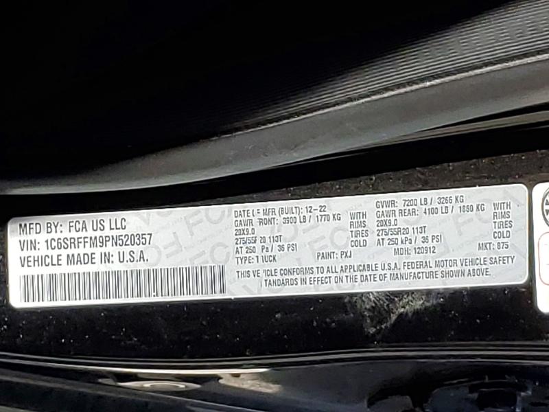 Aukcja sprzedaży 2023 Ram 1500, vin: 1C6SRFFM9PN520357, numer aukcji: 57402126