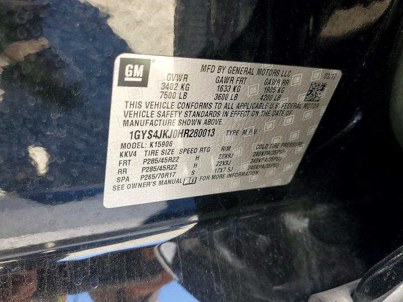 Aukcja sprzedaży 2017 Cadillac Escalade, vin: 1GYS4JKJ0HR280013, numer aukcji: 56460506