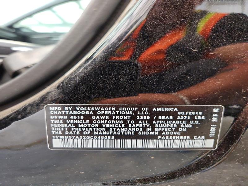 Aukcja sprzedaży 2016 Volkswagen Passat, vin: 1VWBS7A32GC046083, numer aukcji: 58007306