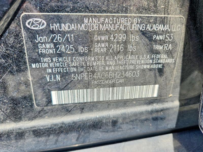 Aukcja sprzedaży 2011 Hyundai Sonata, vin: 5NPEB4AC6BH234603, numer aukcji: 56800576
