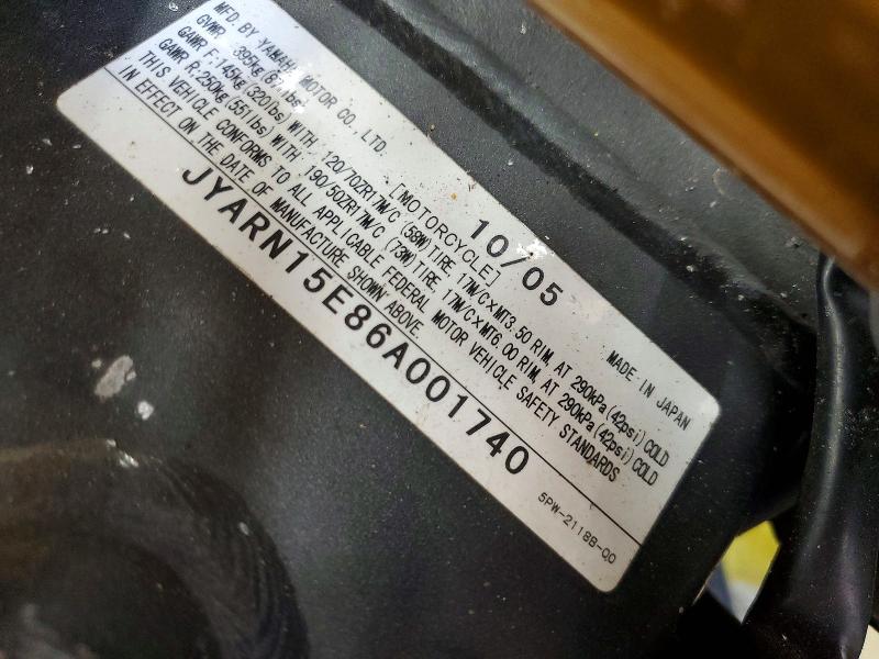 56966856 :رقم المزاد ، JYARN15E86A001740 vin ، 2006 Yamaha Yzfr1 مزاد بيع