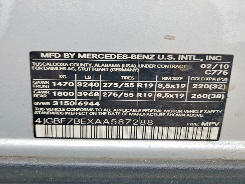 Продаж на аукціоні авто 2010 Mercedes-benz Gl, vin: 4JGBF7BEXAA587288, номер лоту: 53120416