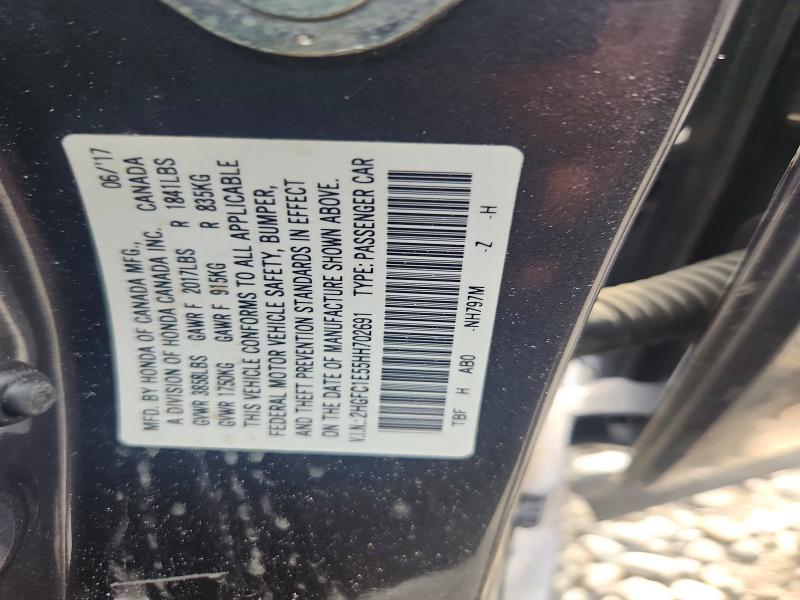 85614085 :رقم المزاد ، 2HGFC1E55HH702691 vin ، 2017 Honda Civic مزاد بيع