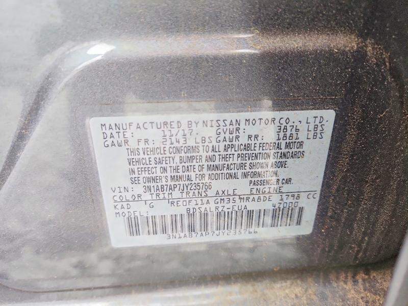 Aukcja sprzedaży 2018 Nissan Sentra, vin: 3N1AB7AP7JY235766, numer aukcji: 58430706