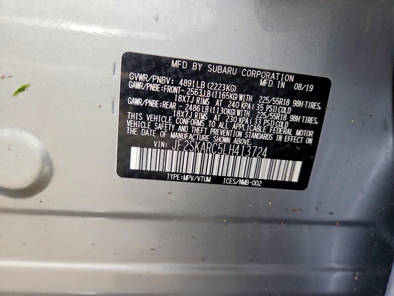 57493536 :رقم المزاد ، JF2SKARC5LH413724 vin ، 2020 Subaru Forester مزاد بيع