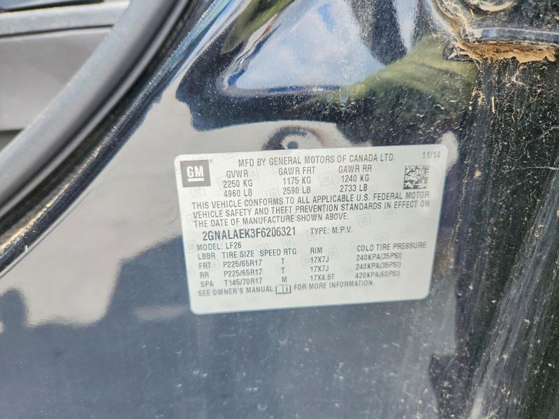 2015 Chevrolet Equinox მანქანა იყიდება აუქციონზე, vin: 2GNALAEK3F6206321, აუქციონის ნომერი: 55816736