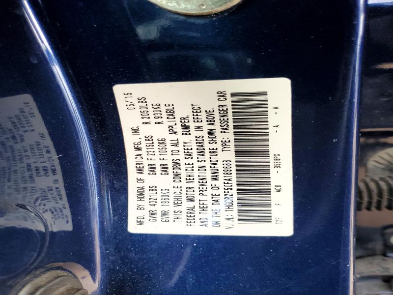 2015 Honda Accord მანქანა იყიდება აუქციონზე, vin: 1HGCR2F50FA189688, აუქციონის ნომერი: 57386716