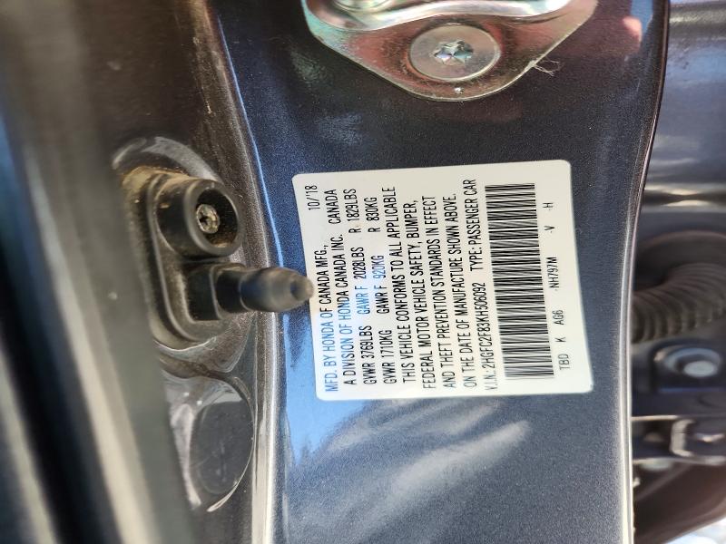 Aukcja sprzedaży 2019 Honda Civic, vin: 2HGFC2F83KH506092, numer aukcji: 58764646