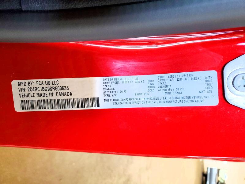 2025 Chrysler Pacifica მანქანა იყიდება აუქციონზე, vin: 2C4RC1BG9SR600636, აუქციონის ნომერი: 58445256