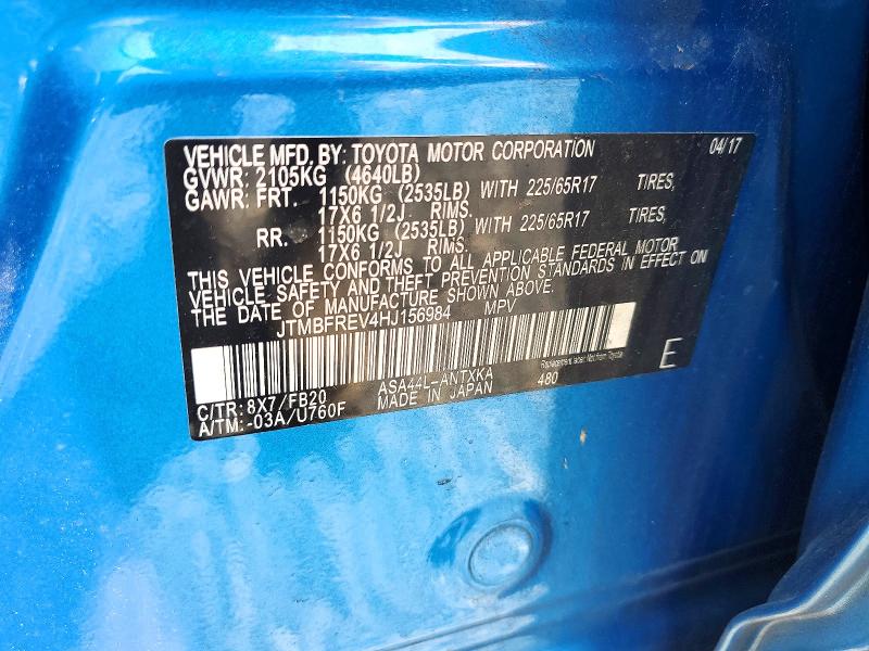 Продажа на аукционе авто 2017 Toyota Rav4, vin: JTMBFREV4HJ156984, номер лота: 58049116