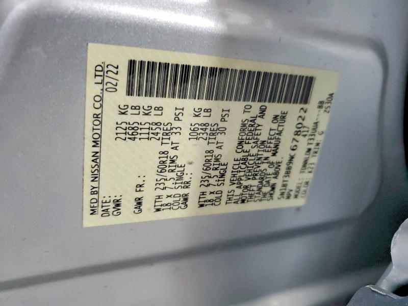 Продаж на аукціоні авто 2022 Nissan Rogue, vin: 5N1BT3BB9NC678022, номер лоту: 58225196