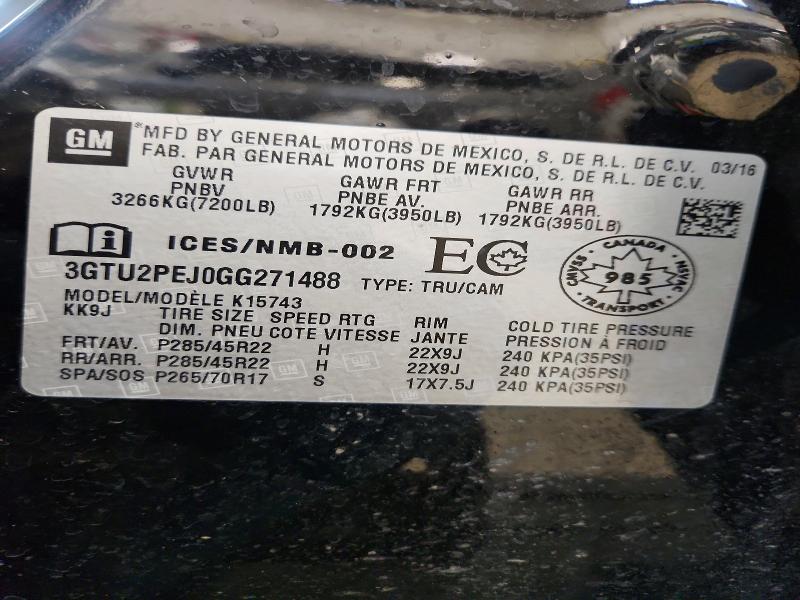 Продажа на аукционе авто 2016 Gmc Sierra, vin: 3GTU2PEJ0GG271488, номер лота: 55531566