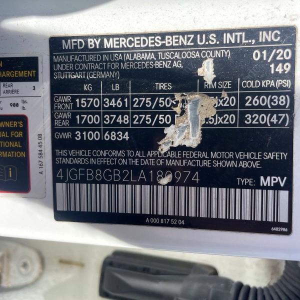 Продаж на аукціоні авто 2020 Mercedes-benz Gle, vin: 4JGFB8GB2LA180974, номер лоту: 58313826